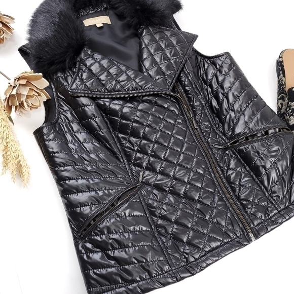 Talbots Black Removable Faux Fur Puffer Vest Sp - Picture 3 of 15